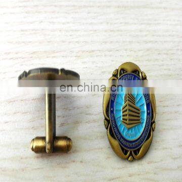 Antique gold 3D logo cufflinks customized