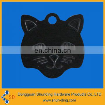 wholesale metal laserable black cat head pet dog tags