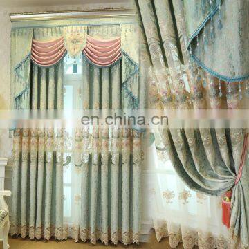 Europe style Luxury flower embroidered drapes curtains for living room