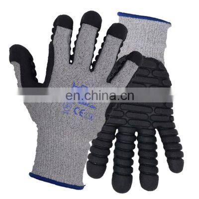 HANDLANDY Top quality Vibration-Resistant dipping nitrile smooth rubber cut level 4 work TPE coated shock proof work gloves