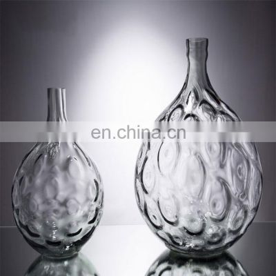 European Style Decorative Transparent Point 3D Design Round Shape Modern Glass Flower Vase For Home Decoration