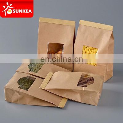 Recycled brown cheap printing paper bag with window