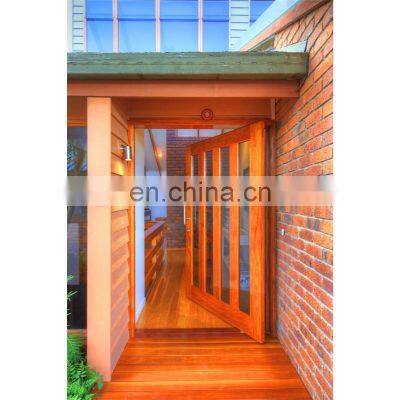 Warm Color Villa Home Main Entrance Wooden Pivot Door With Glass Design
