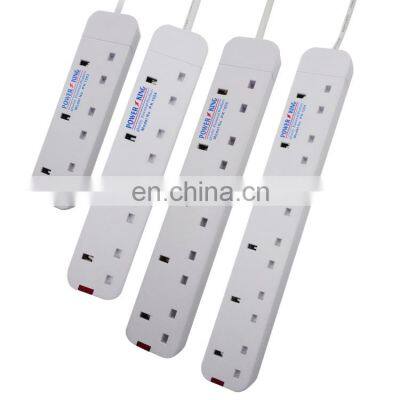 Hot Sell White 13A 3-6 Outlet Power Electrical King british UK standard Extension socket with light