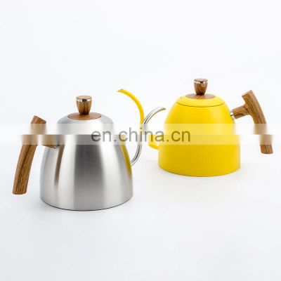 304 Stainless Steel Espresso Coffee Kettle Coffee Tea Pot with Wood Handle