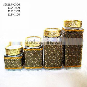 casing glass jar with leather