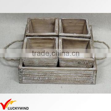 Primitive Square Decorative Planter Box Tray with Linen Handle                        
                                                Quality Choice