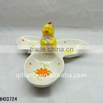 Easter chicken ceramic candy tray