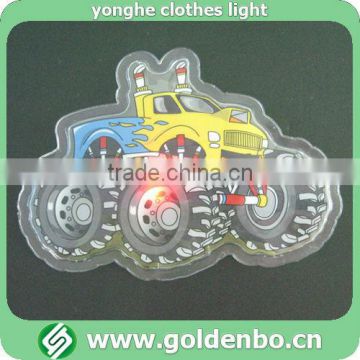 Tractor pattern PVC led flashing light for clothes apparel