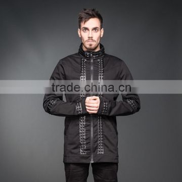 Jacket with black leather-look applications