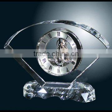 Wholesale sector shape crystal desk mechanical clock award office decoration
