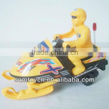 Yellow friction snowmobile toys