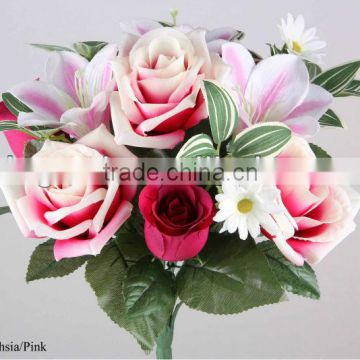 32cm Artificial Rose/ Rose Bud /Easter Lily Daisy Bush x13