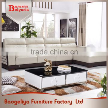 High elasticity comfortalbe eco-friendly white leather sofa