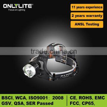 Moving head Cree Powerful Aluminum Headlamp for rechargeable battery