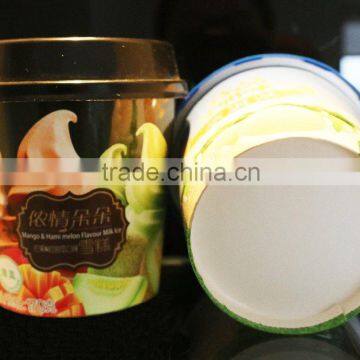 160 ML Food Grade Plastic Custom Logo Printed Ice Cream Container with Lid And Spoon, IML PP Ice Cream Box Have Cover