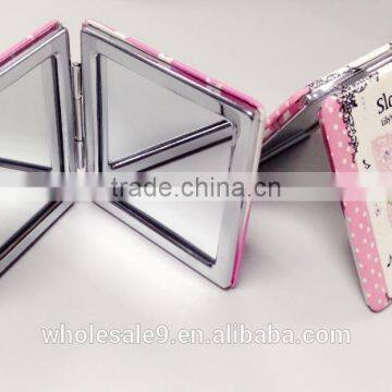 60mm square Pu leather folding cosmetic mirror