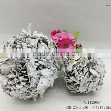 pinecone balls with snow