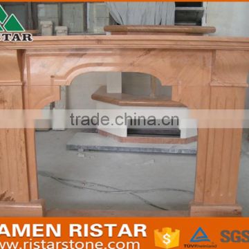 High quality yellow wooden vein marble fireplace surround mantel RST-FP-DLS055