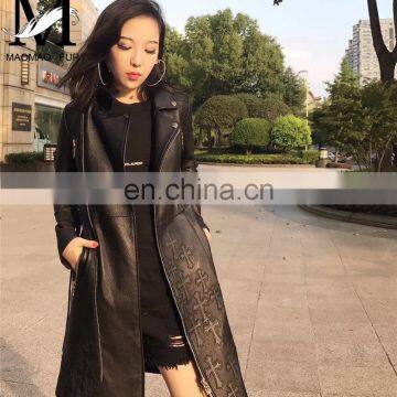 Wholesale New Product Sheep Skin Leather Coats Fashion Genuine Long Leather Coat