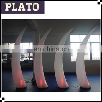 Oxford cloth inflatable led tusk wedding curved cone, LED inflatable decorative pillar for festival decoration