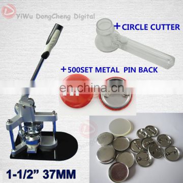 Great Promotion for 1-1/2"37MM Badge Maker Button Machine+500 Sets Metal Pin back+Circle Cutter / 37MM Sales package