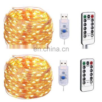5m  Copper Wire   8 Mode Remote Control Dimmable USB Led String Lights for  christmas wedding party decoration Lighting