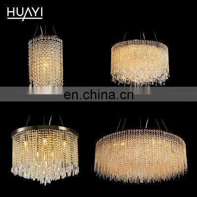 HUAYI Professional Customization Large Project Restaurant Gold K9 Crystal Luxury Chandelier Light