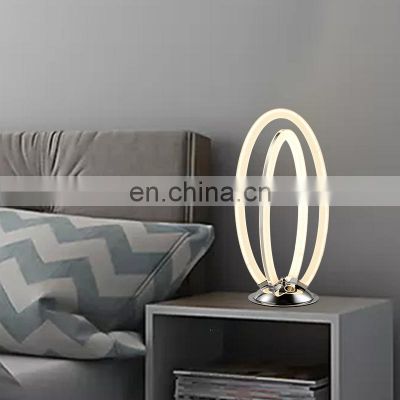 HUAYI Light Luxury Style Oval Shape Living Room Decoration Aluminum LED Acrylic Table Lamp