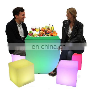 Home Furniture Bar LED Luminous Square Stool LED Cube Landscape Lighting Led Light Up table chairs Furniture Outdoor 40CM