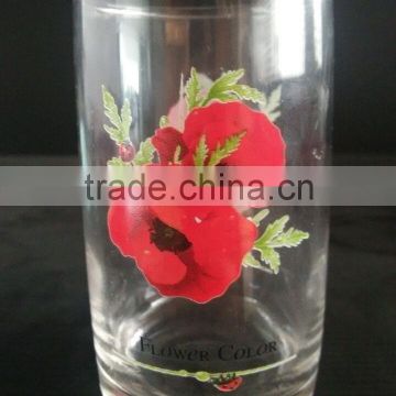 10oz Flower Color Series Heat Transfer Printed Glass Cup With No Handle