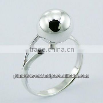 Asymmetrical 925 Sterling Silver Ring Shiny 10mm Sphere