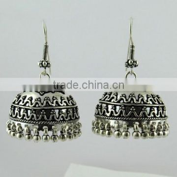 Oxidized Jhumka Rava Work 925 Sterling Silver Earring, Fine Silver Jewelry, Silver Jewelry Manufactures
