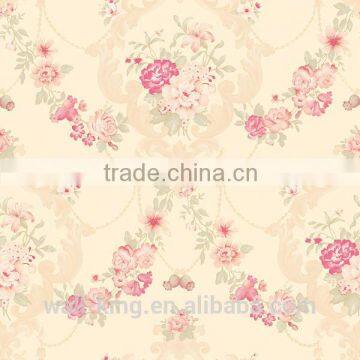 large beautiful rose design wall paper cream color