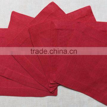 Plain linen cocktail napkins red