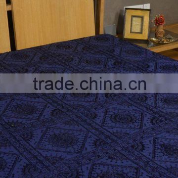 MOST BEAUTIFUL LUXURIOUS ROYAL BLUE HANDMADE EMBRIODERY MIRROR WORK BEDSPREADS-ADD ROYAL LOOK TO YOUR HOME