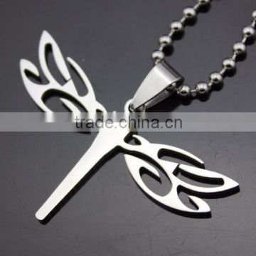 Customized shape two-in-one stainless steel dragonfly pendant
