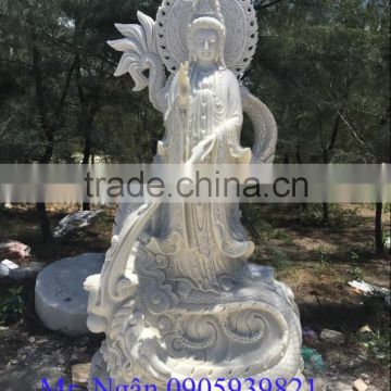 Guanyin Female Buddha Statue White Marble Stone Hand Carving Sculpture For Pagoda, Cave, Temple No 56