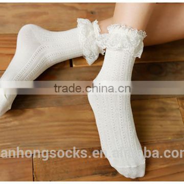 100% Organic cotton socks lace crochet sweet girls socks china custom sock manufacturer