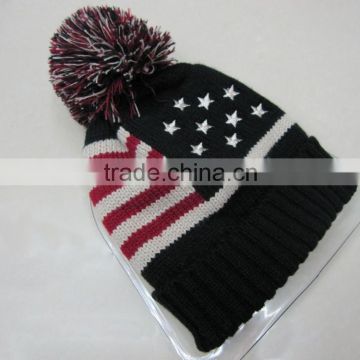 100% Acrylic Unsex USA Flag Beanie Hats American Winter Cuff hat