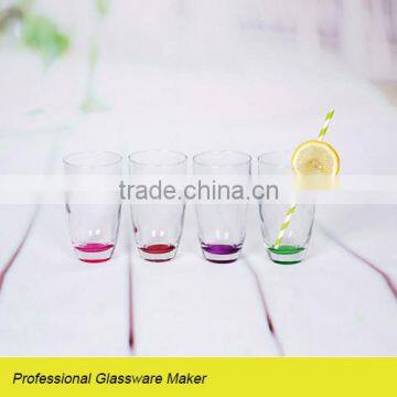 6pcs drinking glass juice cup set with based color