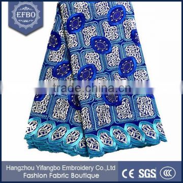 2016 best selling royal blue cotton lace swiss material african clothing wholesale stonework decorated embroidery lace fabric