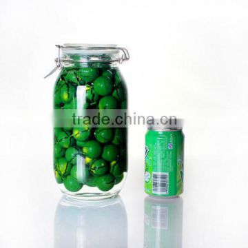 2.2L 2200ml High quality glass storage jar/glass jar with metal clip/glass airtight jar