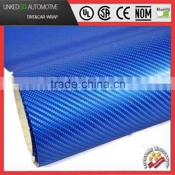Professional Car Cover 1.52*30M Self Adhesive 4D Blue Vinyl Sticker carbon fiber