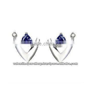 small tanzanite and diamond earrings tops for evening wear, small earrings