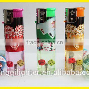 Plastic Cheap and Stylish Refillable Gas Lighter with dice