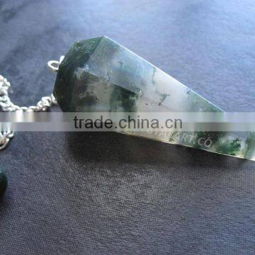 Moss Agate 6 Faceted Pendulum