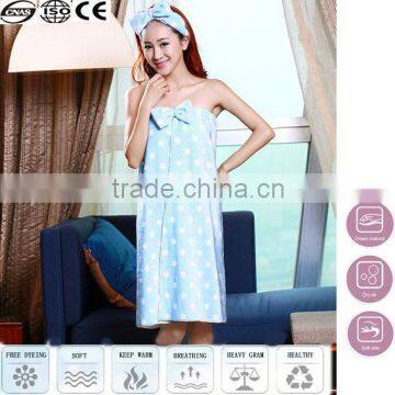 lady blue thin terry bathrobe with hook and loop
