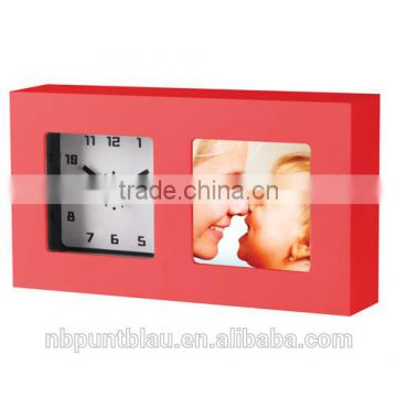 table clock with photoframe plastic photo frame clock