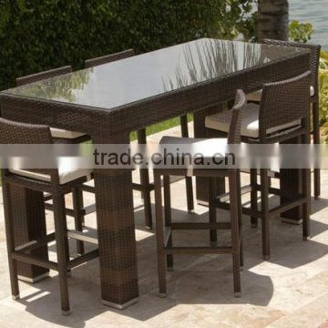 2017 Trade Assurance most popular simple designs woven rattan modular metal garden Bar Table Set